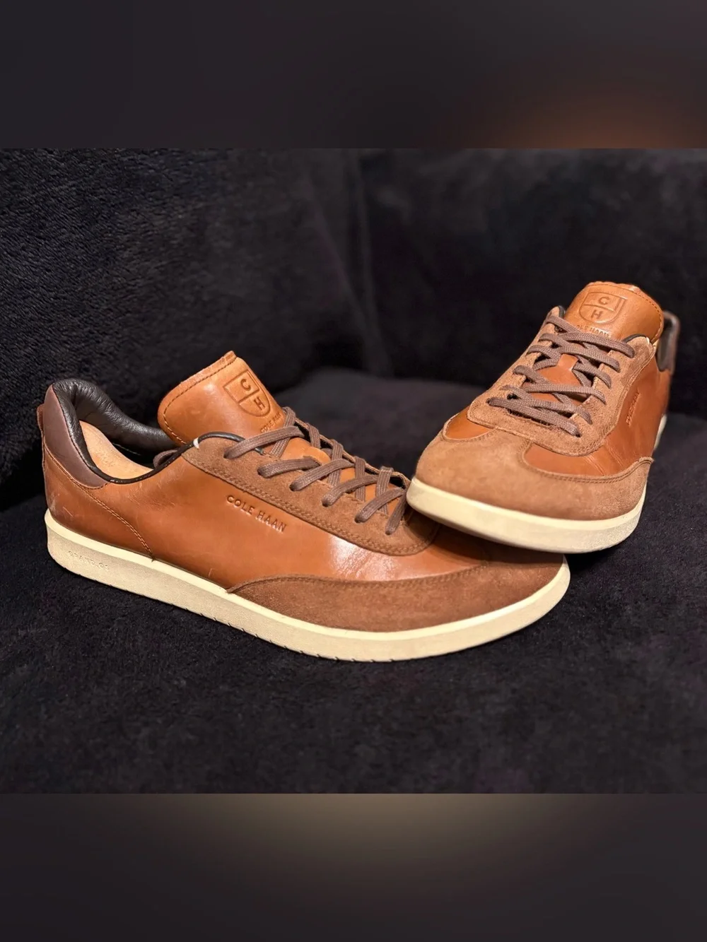 Cole Haan C29166 Grandpro Turf hand stitched Brown Leather Sneakers 13M VGC
